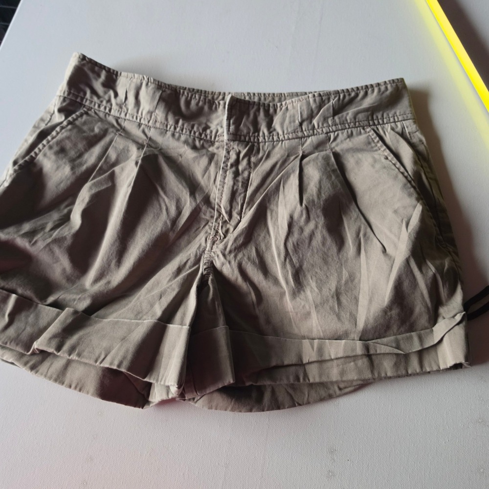 Calvin Klein Jeans Womens Khaki Cuffed Chino Shorts Tan Size 8 Stretch Cotton